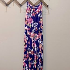 Loveappella | Maxi Dress | Sleeveless w/ Racerback | Purple Floral | S